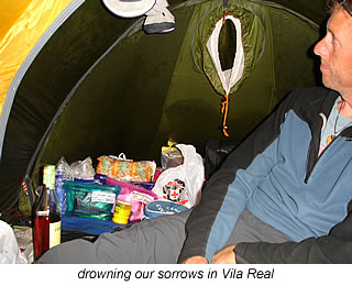 inside the tent in the rain in Vila Real Portugal