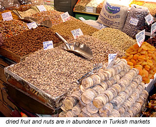 turkish dried fruit and vegetables at the market