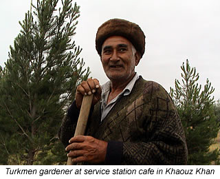 gardener at Khaouz Khan in Turkmenistan